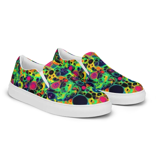 Vivid Spill on a Men's Slip-On Canvas Shoes