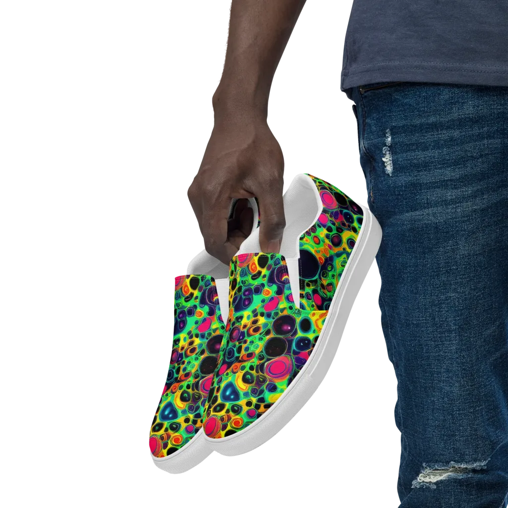 Vivid Spill on Men's Slip-On Canvas Shoes — Left Front