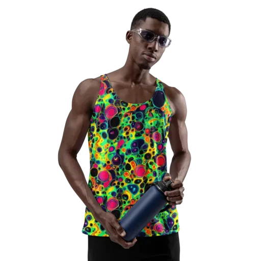 Vivid Spill on a Men's Tank Top