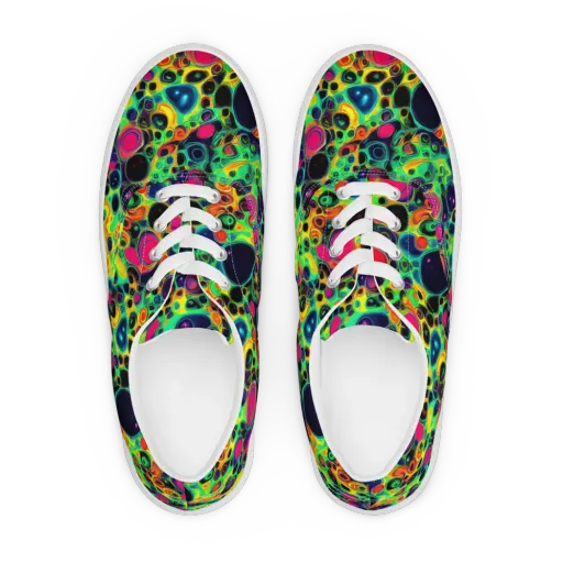 Vivid Spill on a Men's Lace-Up Canvas Shoes
