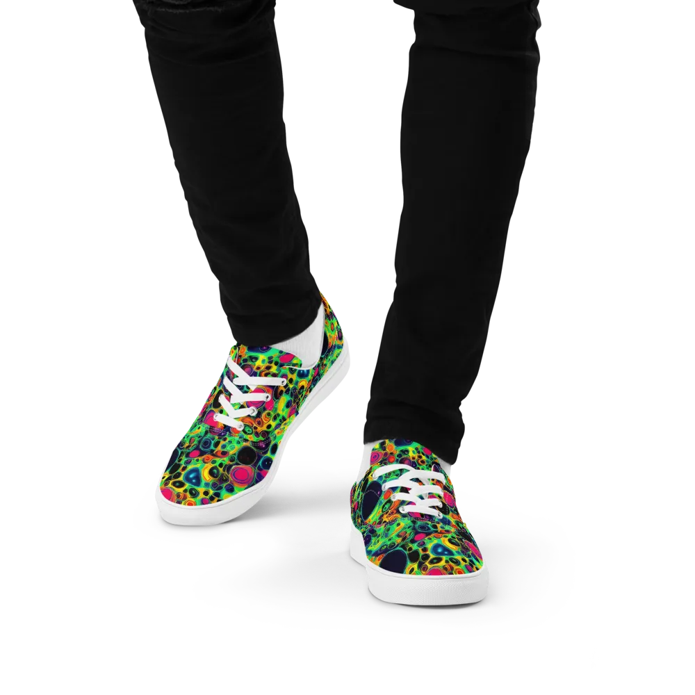 Vivid Spill on Men's Lace-Up Canvas Shoes — Front