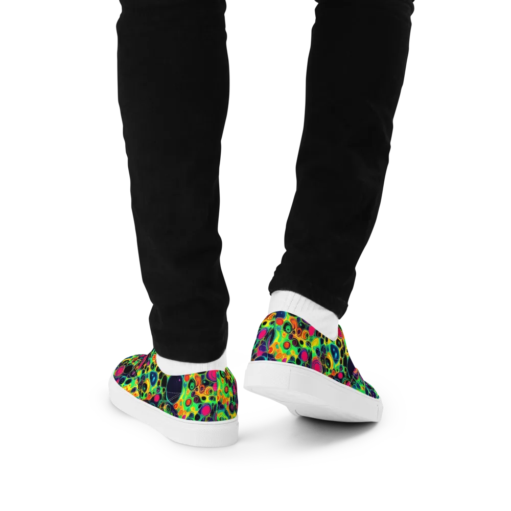 Vivid Spill on Men's Lace-Up Canvas Shoes — Back