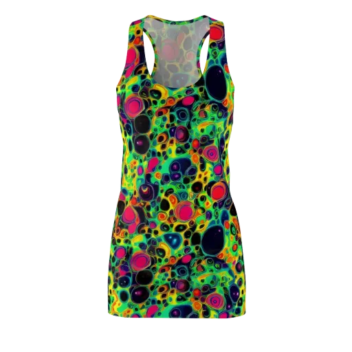 Vivid Spill on a Racerback Dress