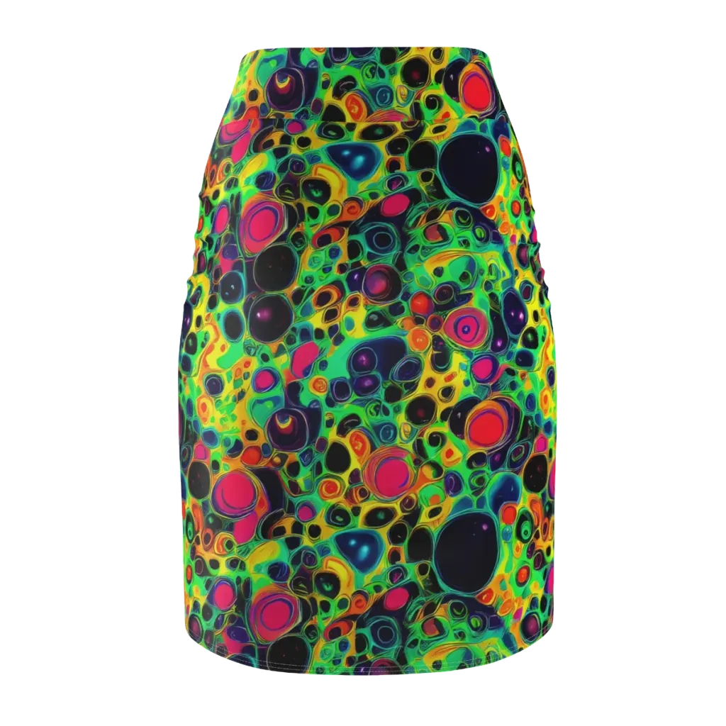 Vivid Spill on Pencil Skirt — Back
