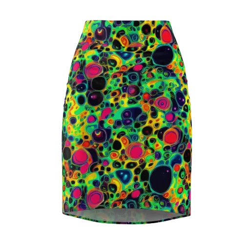 Vivid Spill on a Pencil Skirt
