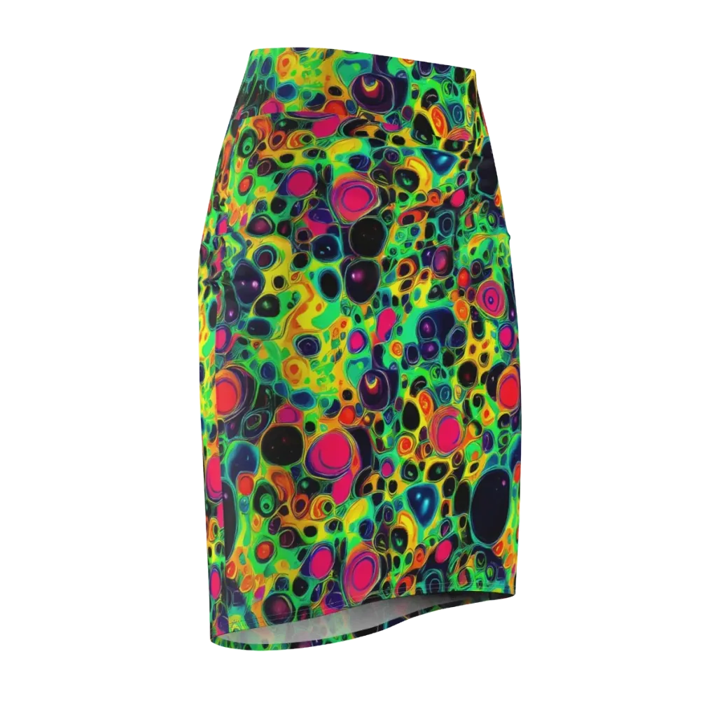 Vivid Spill on Pencil Skirt — Front Side