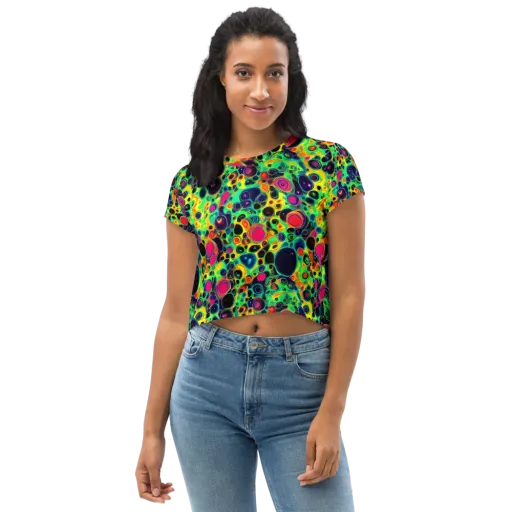 Vivid Spill on a Crop Tee