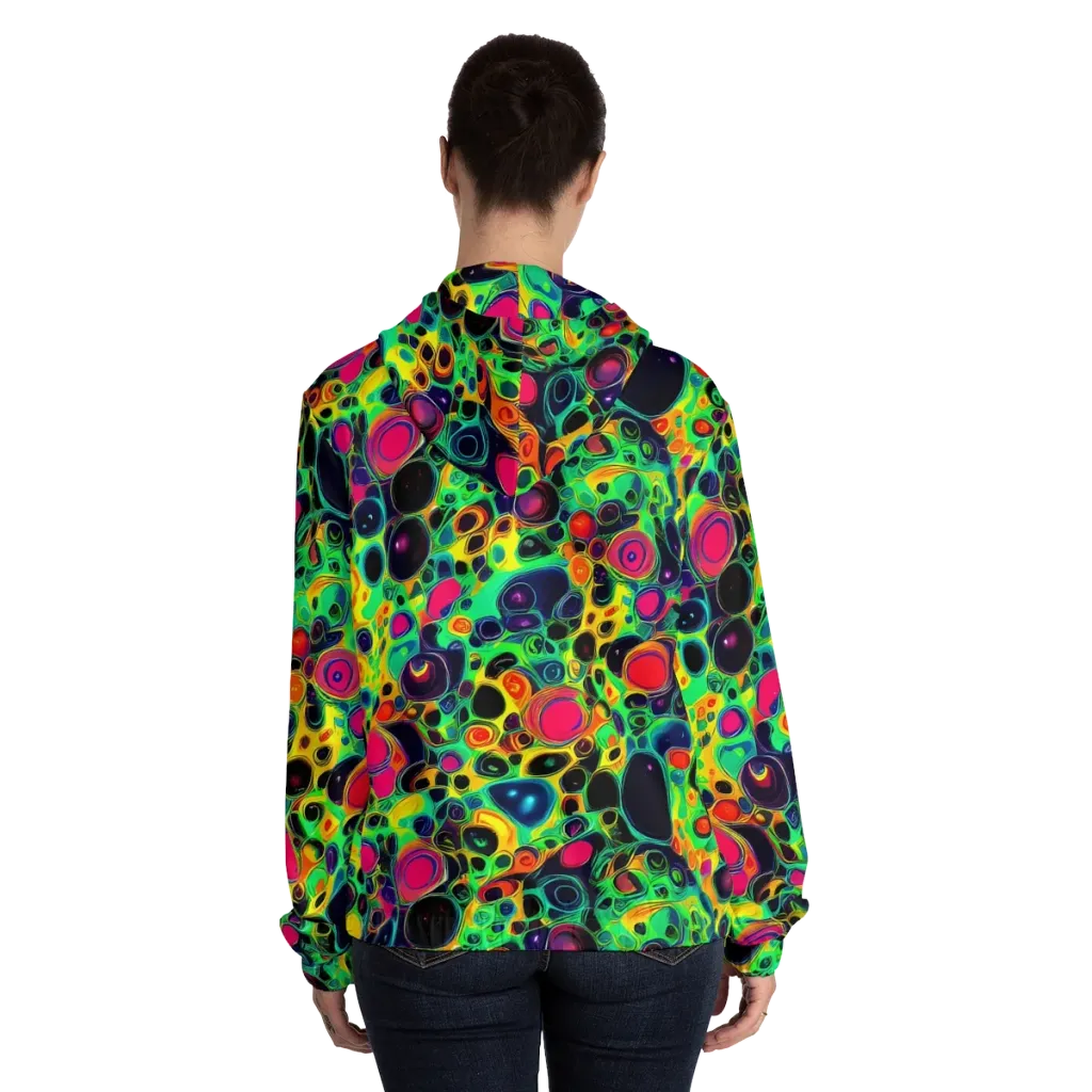 Vivid Spill on Women's Full-Zip Hoodie — Back On Person