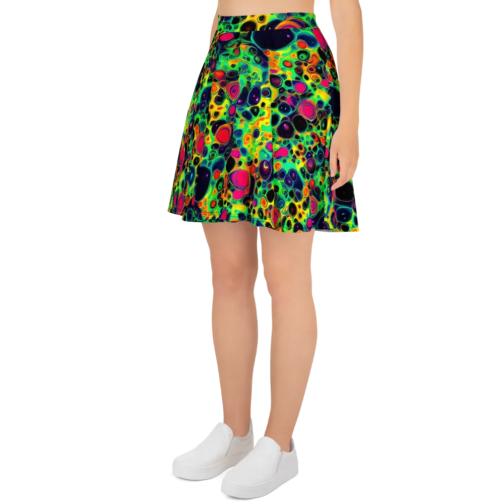 Vivid Spill on Skater Skirt — Left