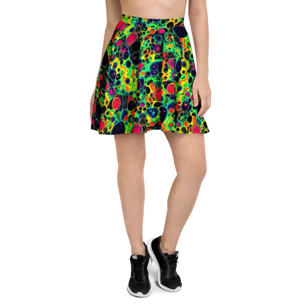 Vivid Spill on Skater Skirt — Front