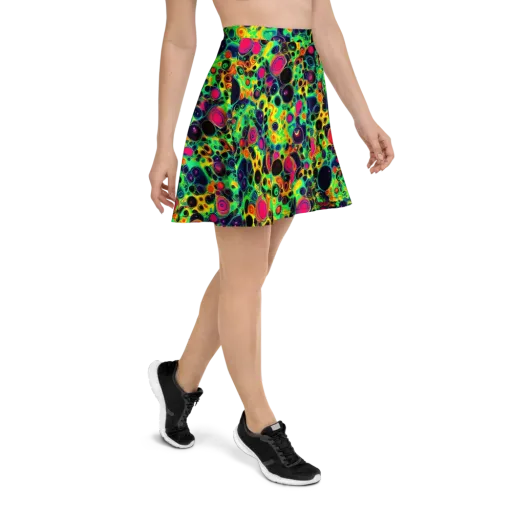 Vivid Spill on a Skater Skirt