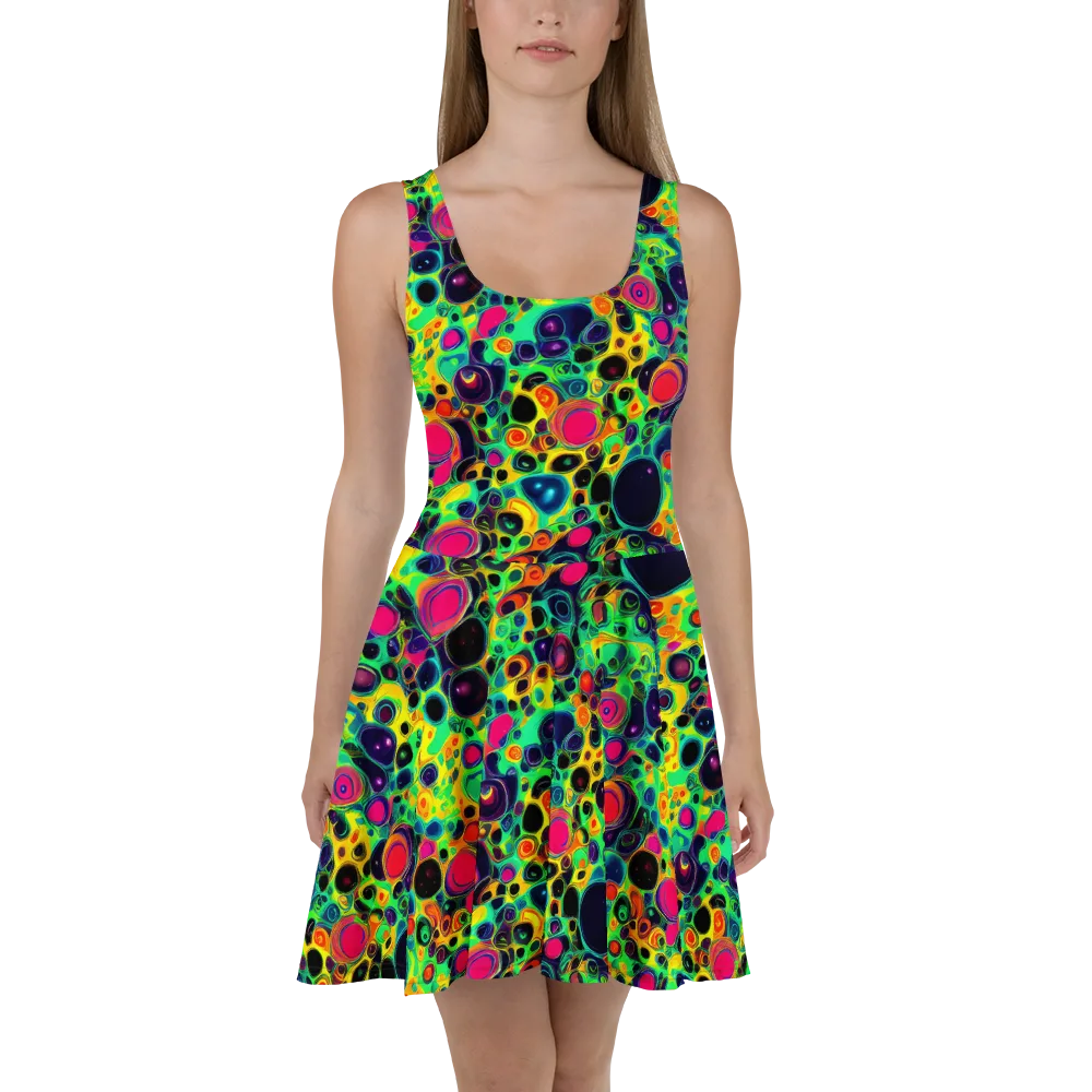 Vivid Spill on Skater Dress — Front