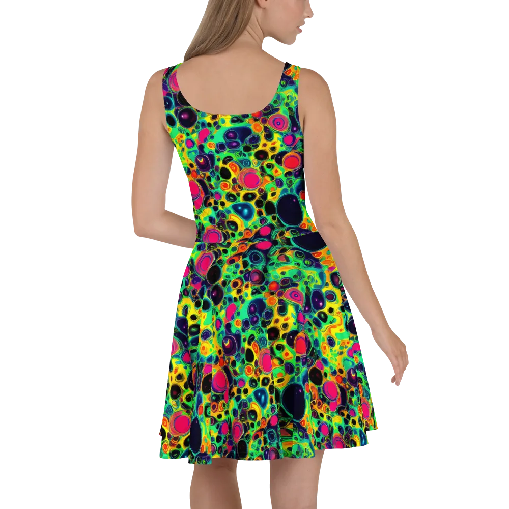 Vivid Spill on Skater Dress — Back