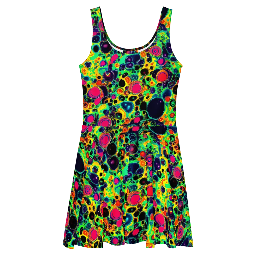 Vivid Spill on Skater Dress — Front