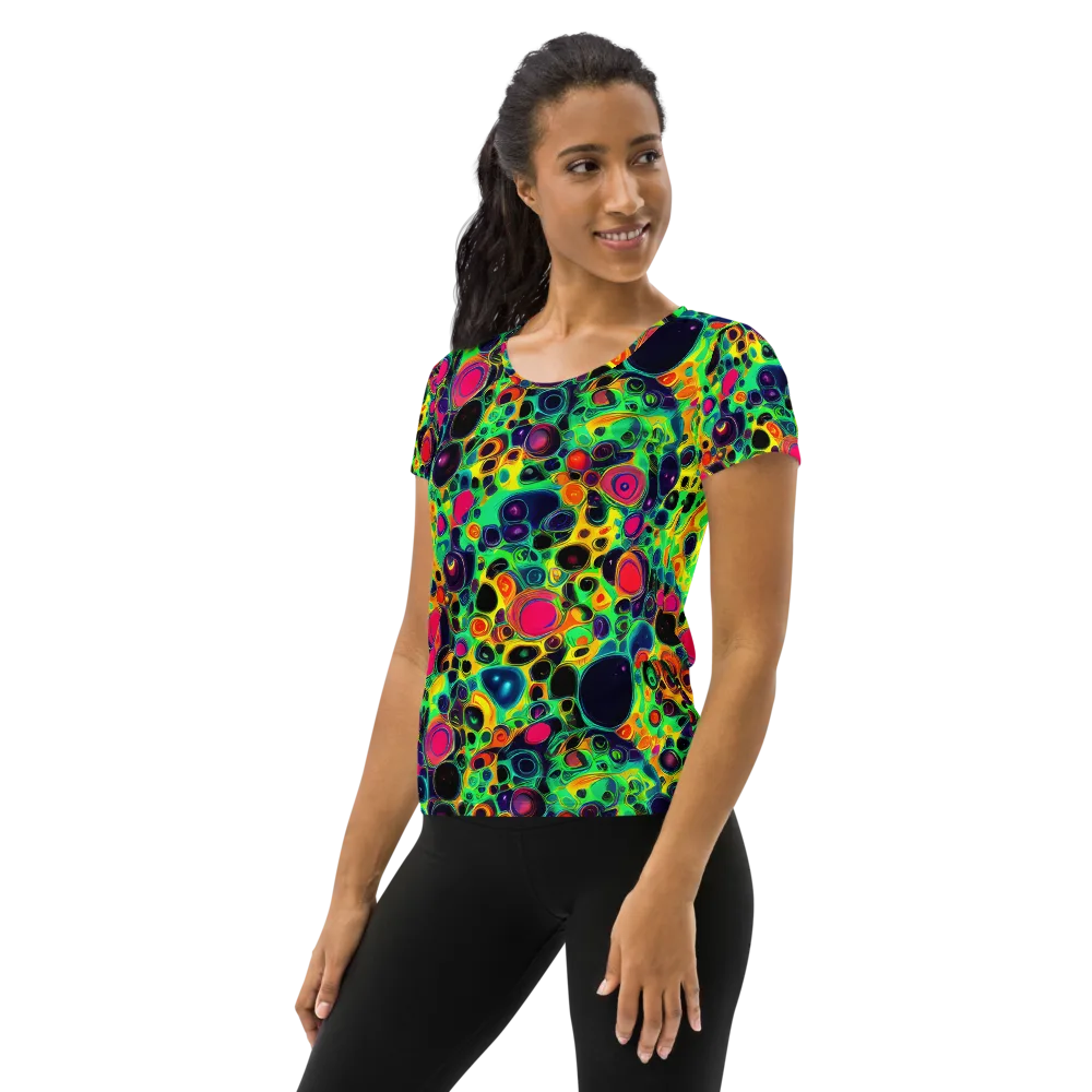 Vivid Spill on Women's Athletic T-Shirt — Left