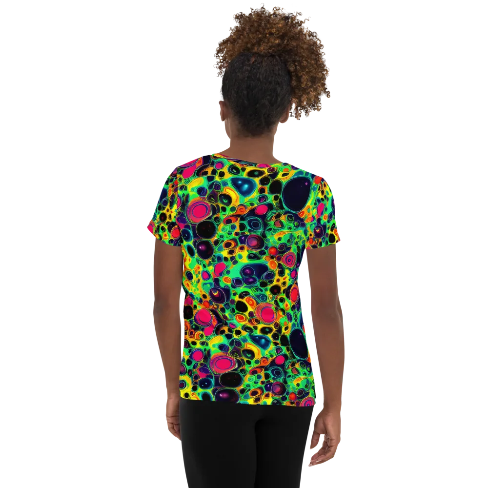 Vivid Spill on Women's Athletic T-Shirt — Back