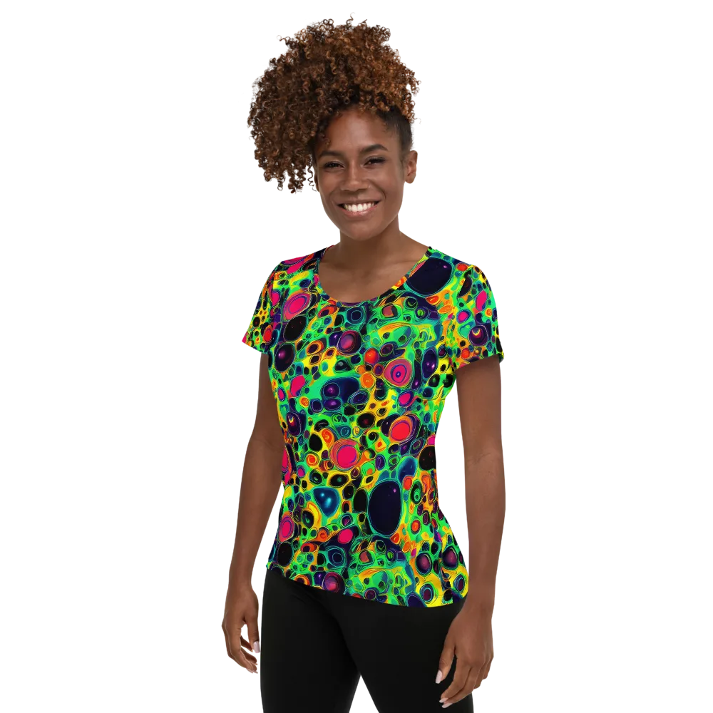 Vivid Spill on Women's Athletic T-Shirt — Left