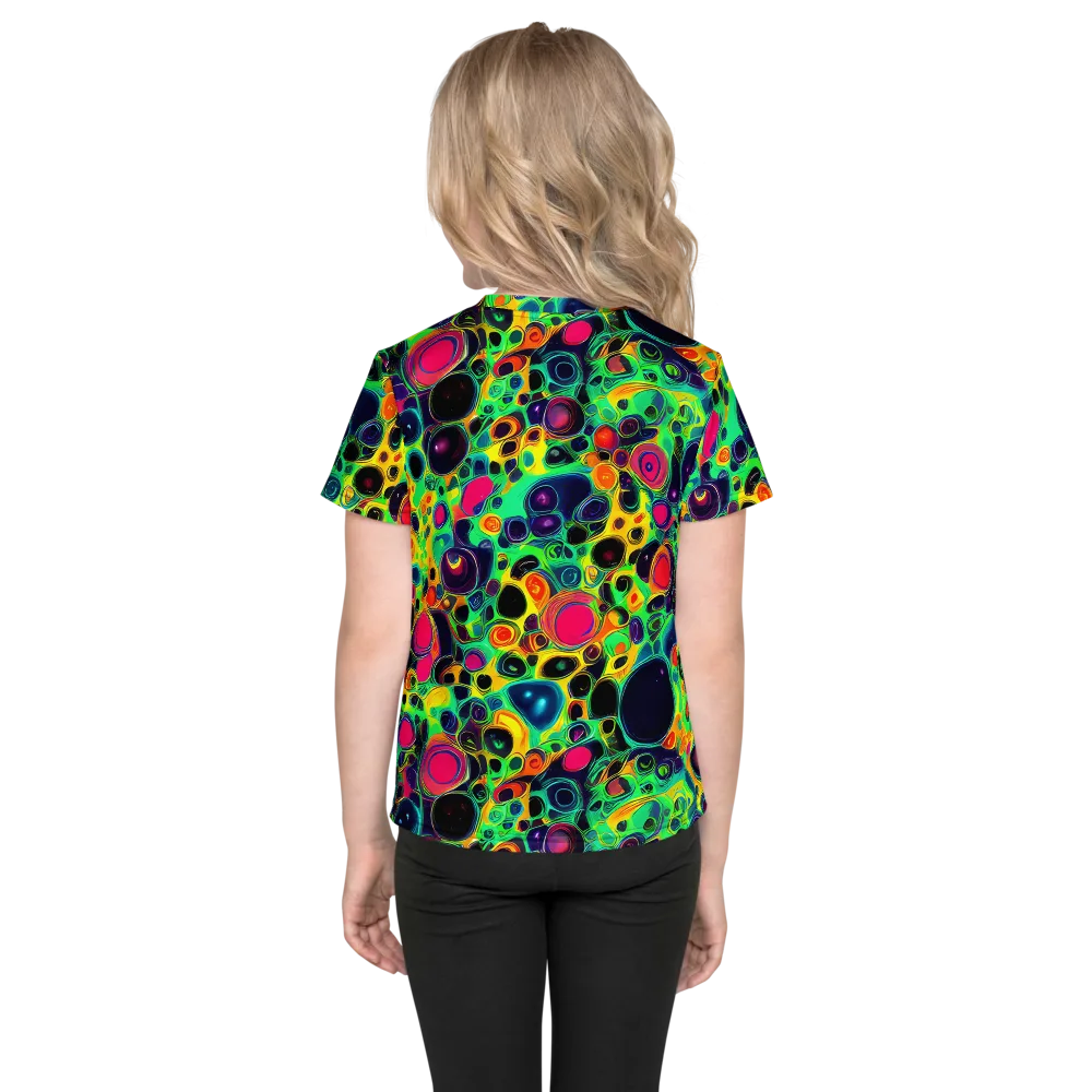 Vivid Spill on Kids Crew Neck T-Shirt — Back