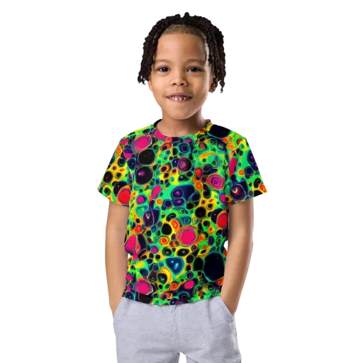 Vivid Spill on a Kids Crew Neck T-Shirt
