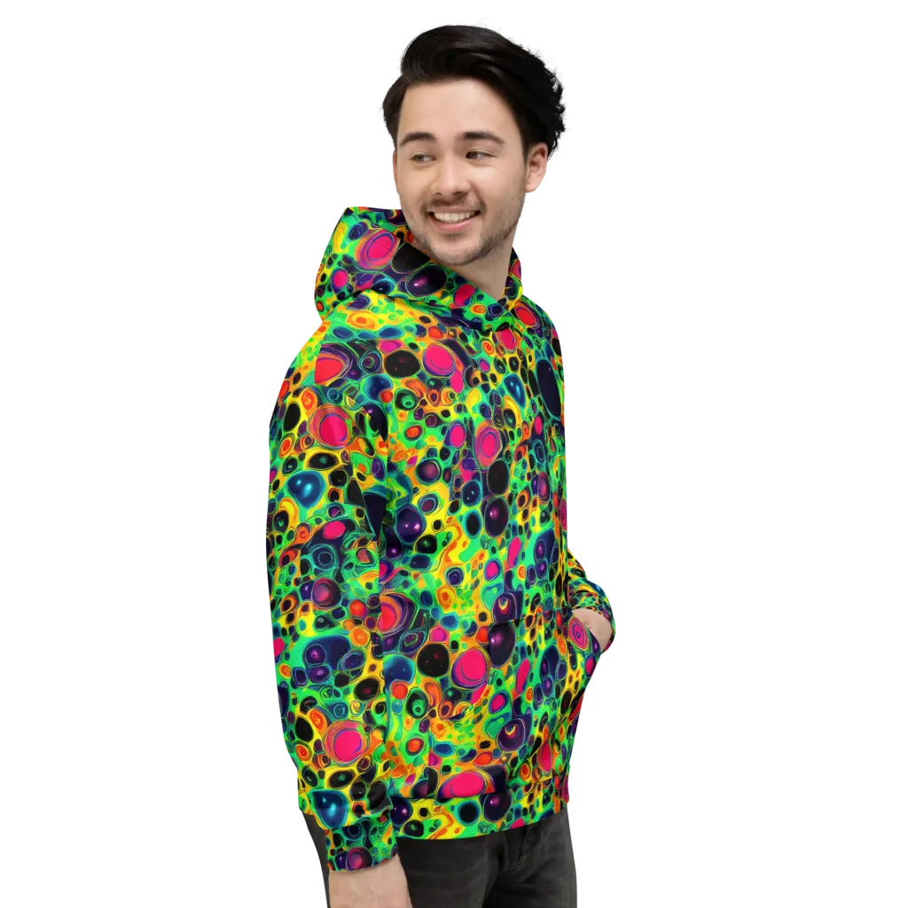 Vivid Spill on Hoodie — Right