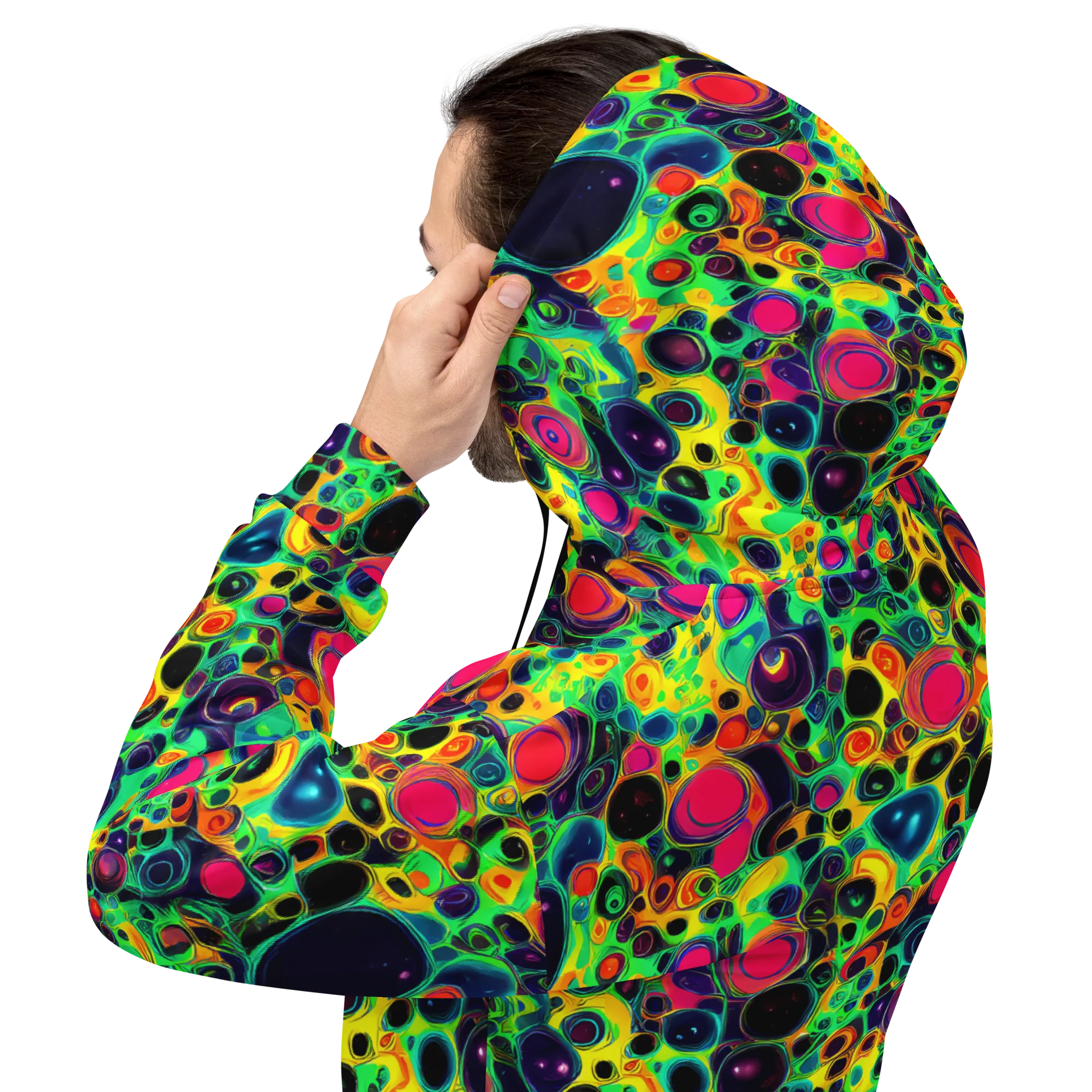 Vivid Spill on Hoodie — Back