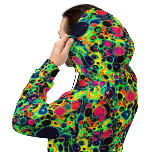 Vivid Spill on a Hoodie