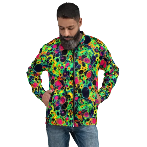 Vivid Spill on a Bomber Jacket