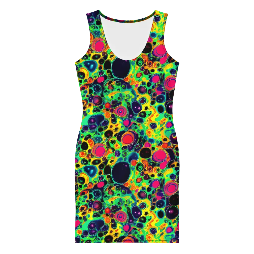 Vivid Spill on Bodycon Dress — Front