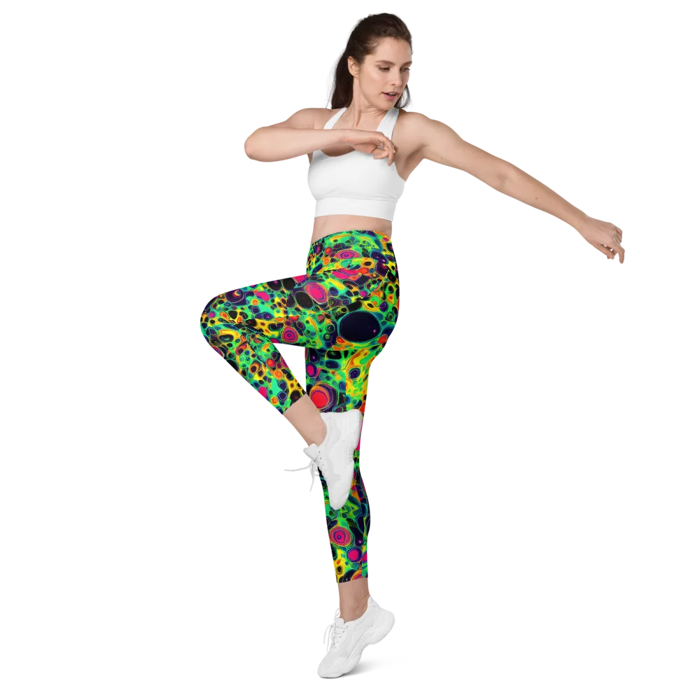 Vivid Spill on Leggings with Pockets — Left Front