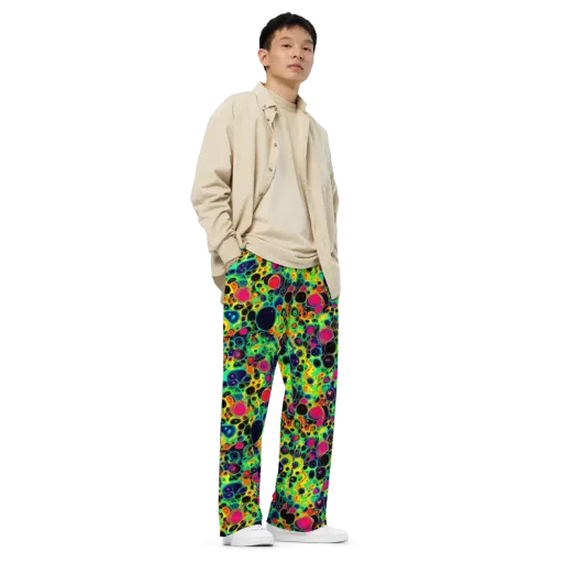 Vivid Spill on a Wide-Leg Pants