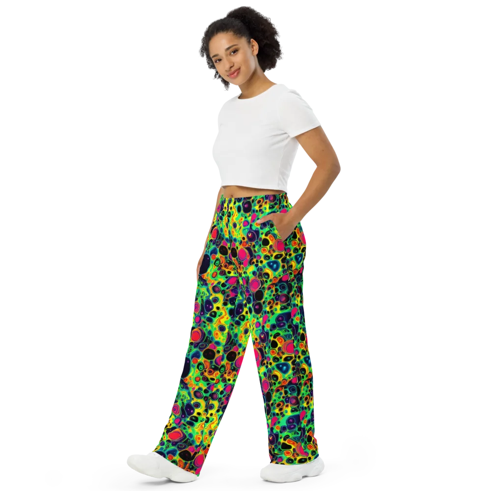Vivid Spill on Wide-Leg Pants — Left Front