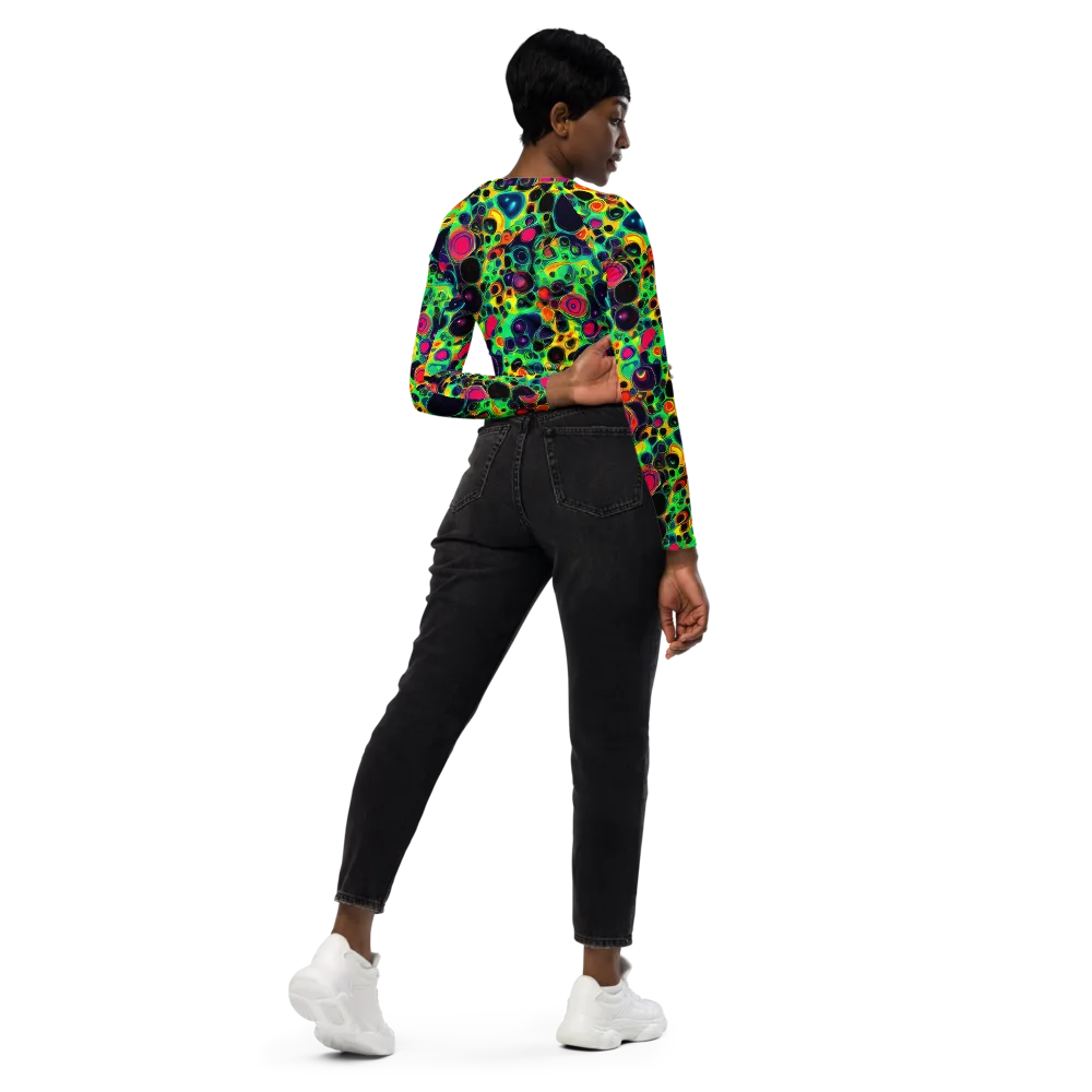 Vivid Spill on Long Sleeve Crop Top — Right Back