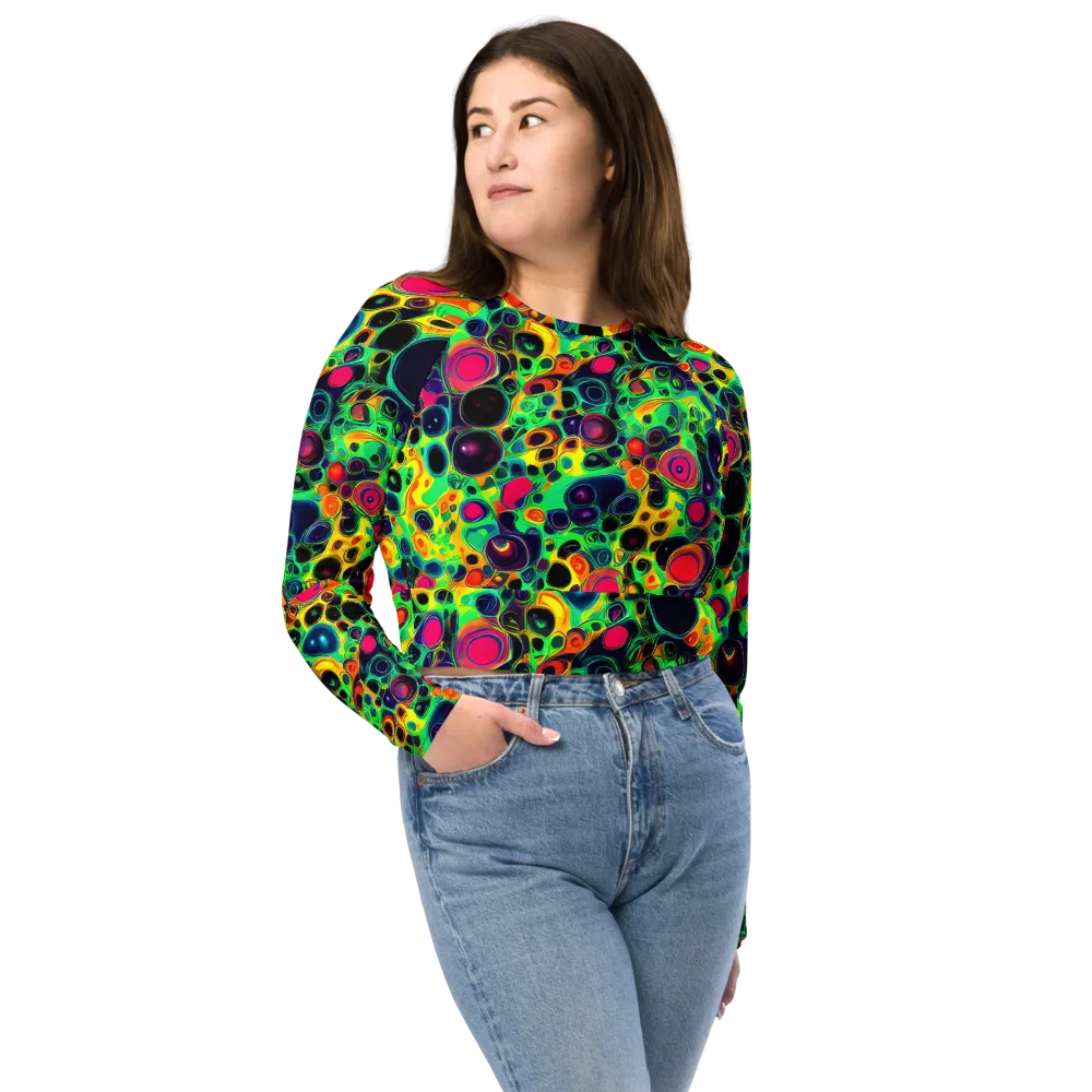 Vivid Spill on Long Sleeve Crop Top — Front