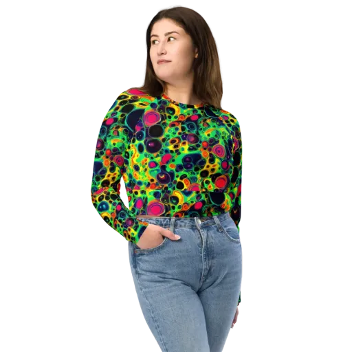 Vivid Spill on a Long Sleeve Crop Top