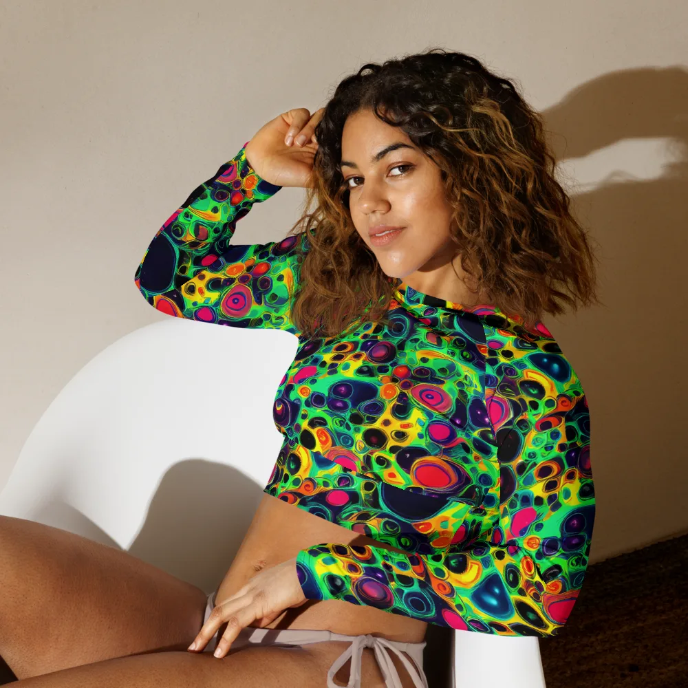 Vivid Spill on Long Sleeve Crop Top — Left Front