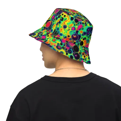 Vivid Spill on a Reversible Bucket Hat