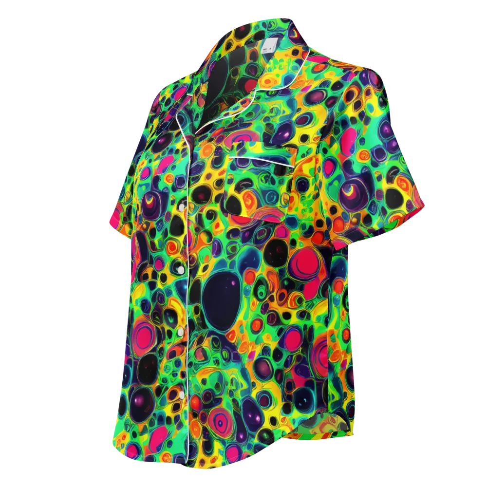 Vivid Spill on Women's Short Sleeve Pajama Top — Left Front