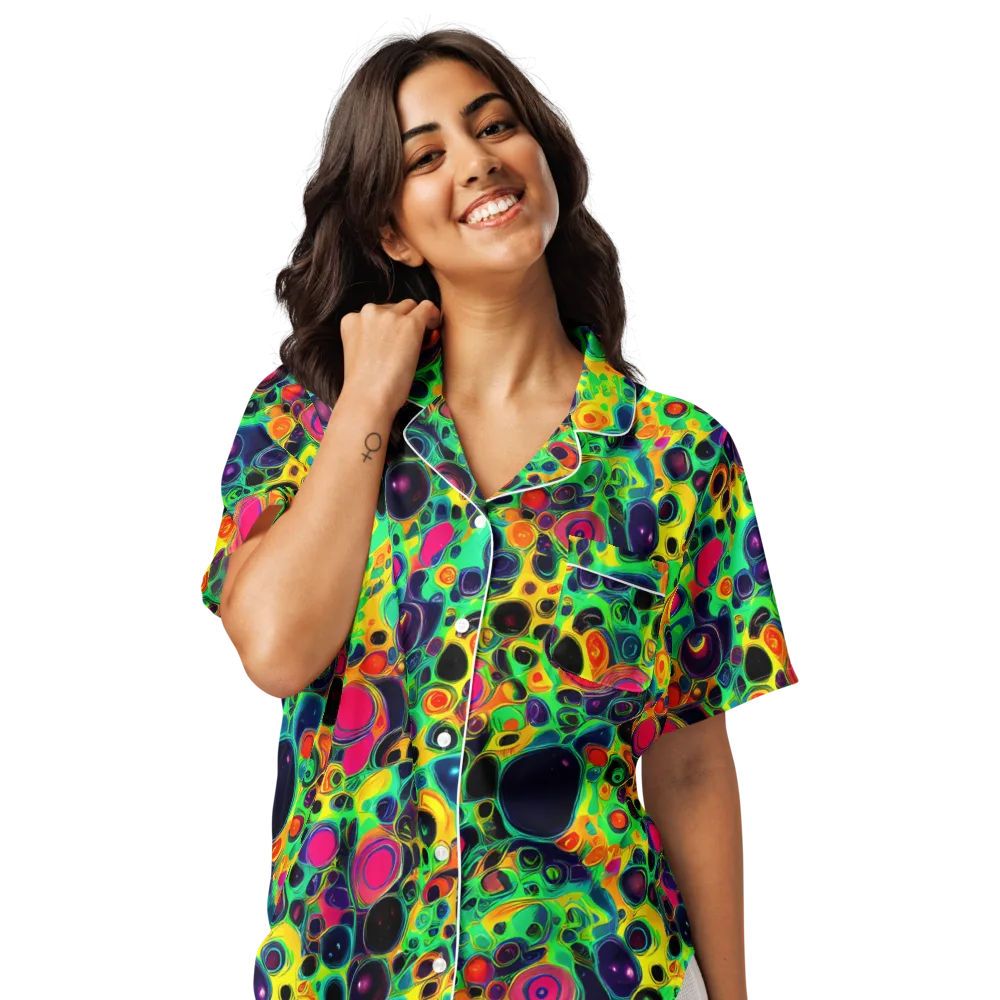 Vivid Spill on Women's Short Sleeve Pajama Top — Front