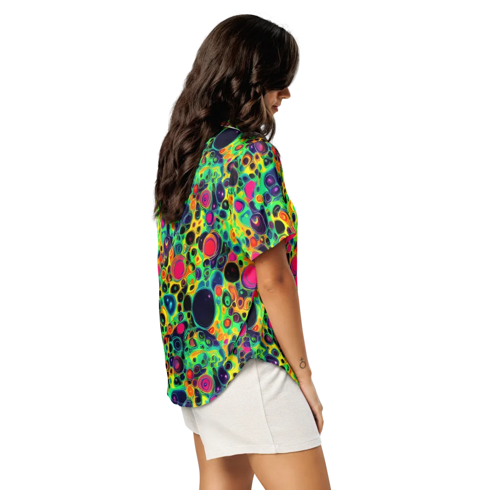 Vivid Spill on Women's Short Sleeve Pajama Top — Right Back