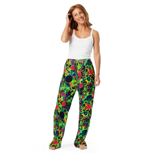 Vivid Spill on a Women's Pajama Pants