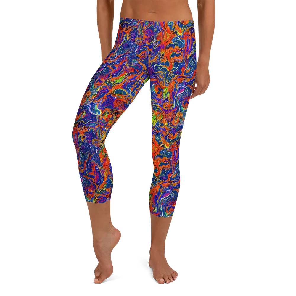 Flame Circuit on Capri Leggings — Front