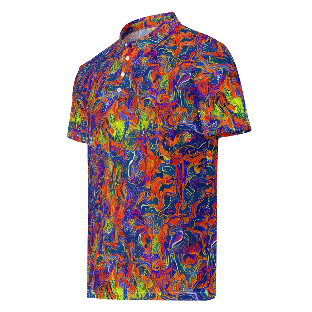 Flame Circuit on Men's Slim Fit Polo Shirt — Left Front