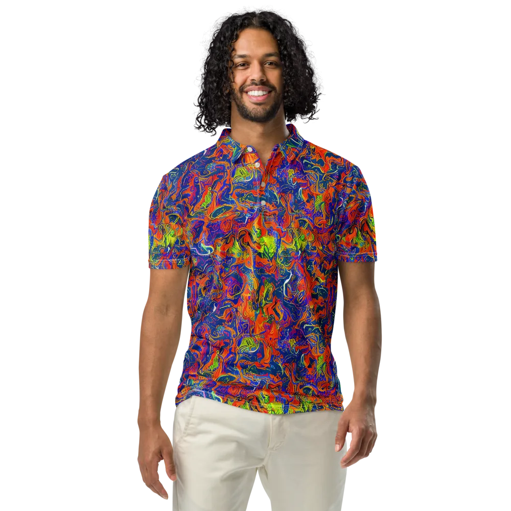 Flame Circuit on Men's Slim Fit Polo Shirt — Front