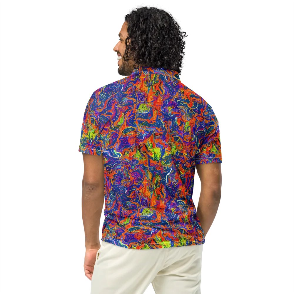 Flame Circuit on Men's Slim Fit Polo Shirt — Back