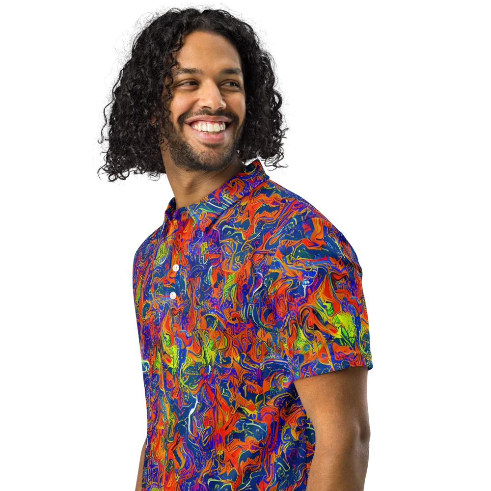 Flame Circuit on Men's Slim Fit Polo Shirt — Left Front