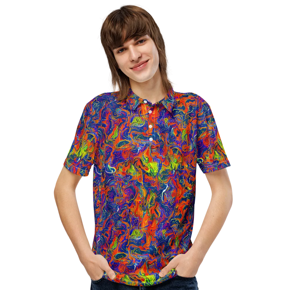 Flame Circuit on Men's Slim Fit Polo Shirt — Front