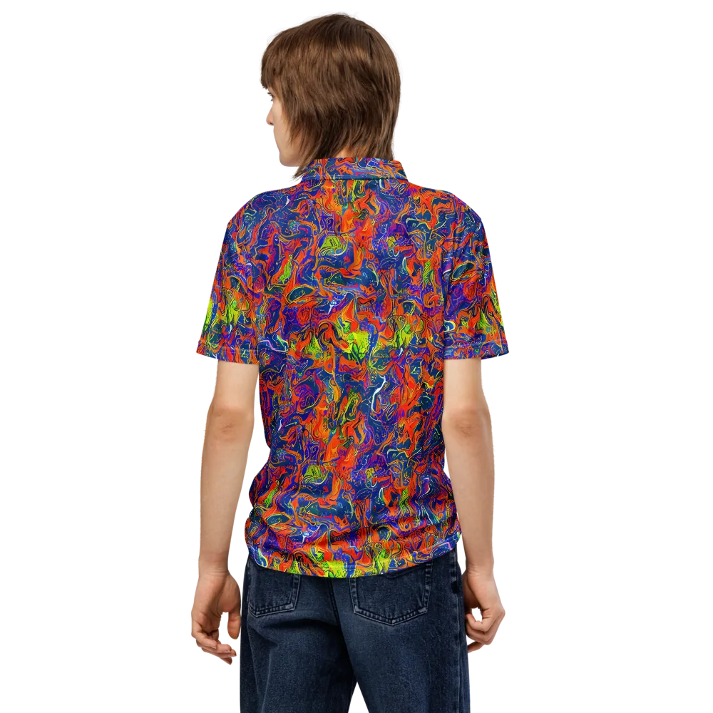 Flame Circuit on Men's Slim Fit Polo Shirt — Back
