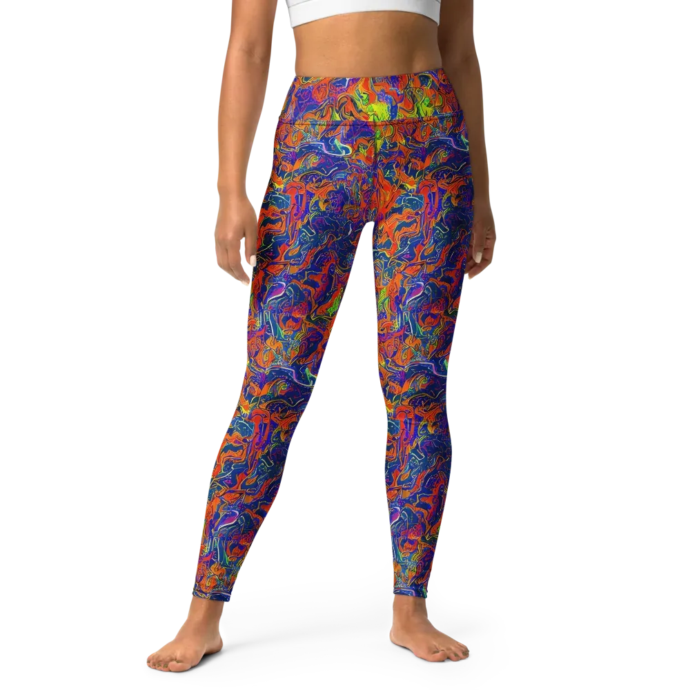 Flame Circuit on Yoga Leggings — Front