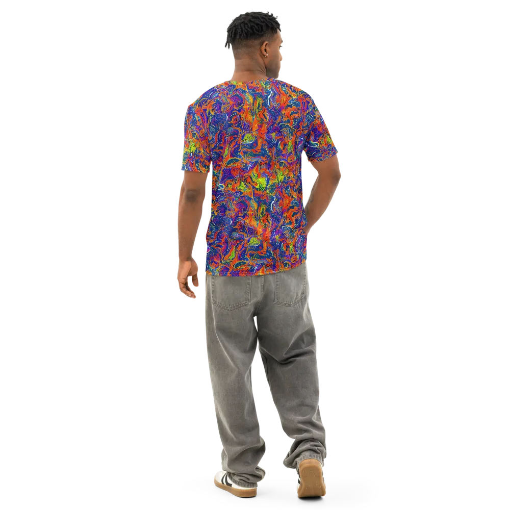 Flame Circuit on Men's Cotton Crew Neck T-Shirt — Back