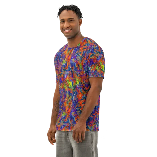 Flame Circuit on a Men's Cotton Crew Neck T-Shirt